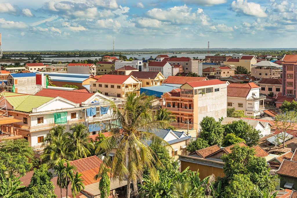 Landscape view of buildings in Kratie, Cambodia