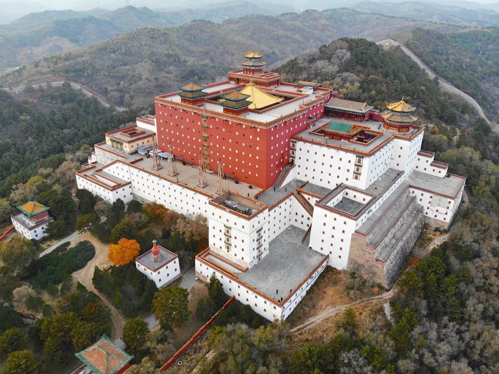 Aerial view of Putuo Zongcheng Buddhist Temple in China