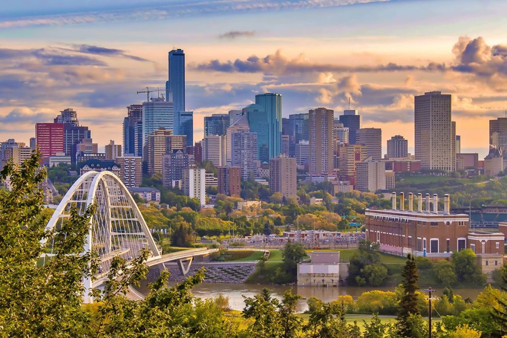 Vibrant view of the Edmonton skyline 