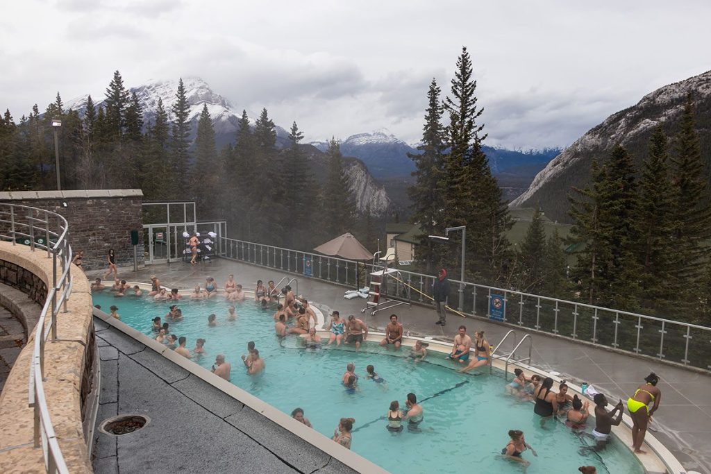 Beautiful view of the Banff Upper Hot Springs in Canada.