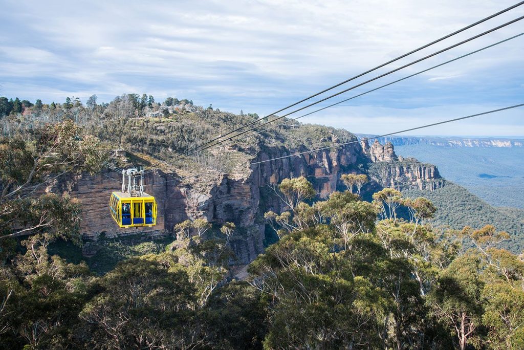 Scenic cable skyway tour at Blue Mountains National Park, Australia.