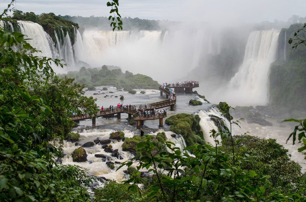 Waterfalls in Iguazu Falls National Park, border of Brazil and Argentina.