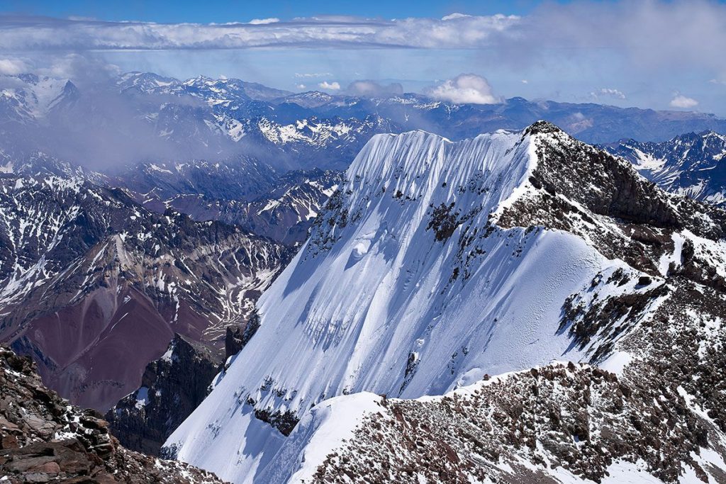 Aconcagua south summit in Aconcagua Provincial Park, Mendoza, Argentina.