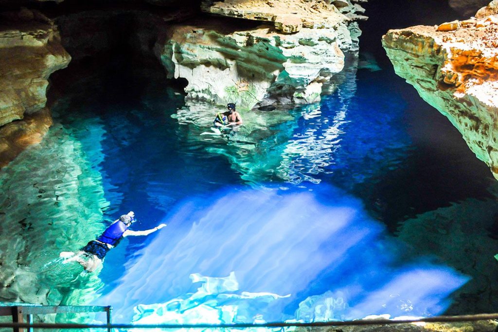 The Blue Well cave in Brazil.