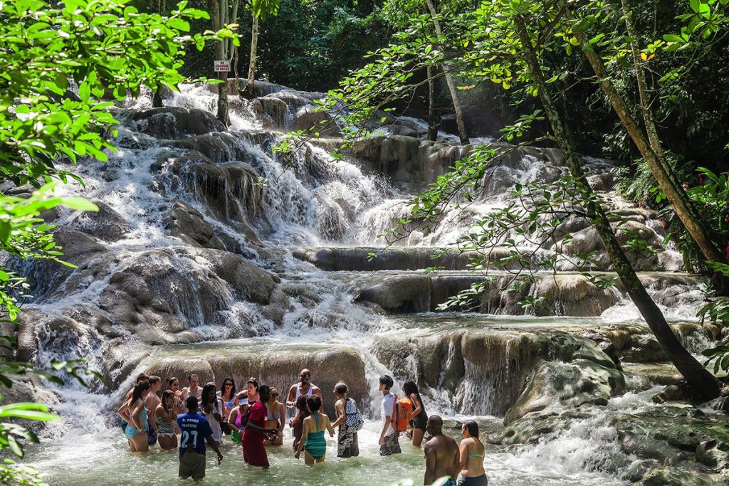 The Dunn's River Falls in Jamaica