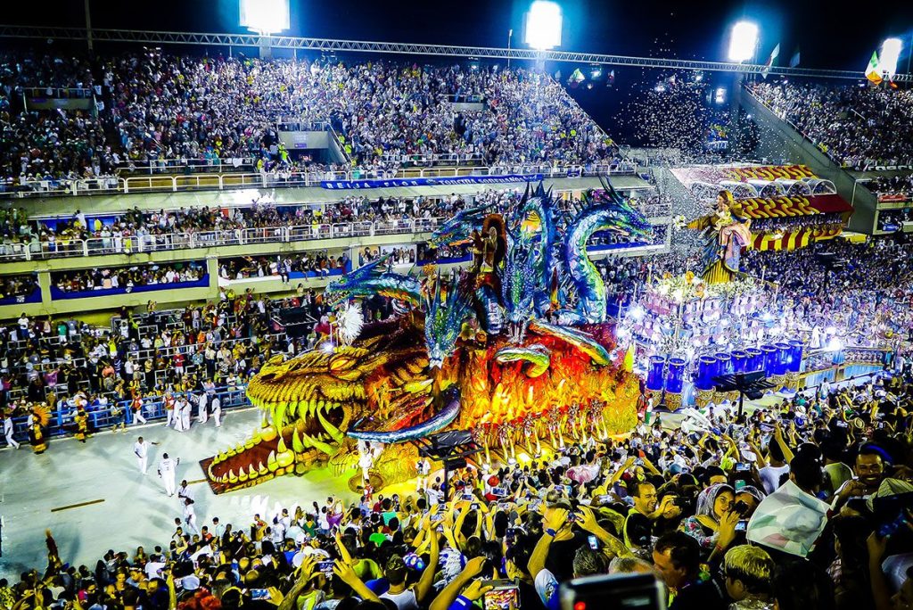 Colorful Carnival parade in Rio de Janeiro