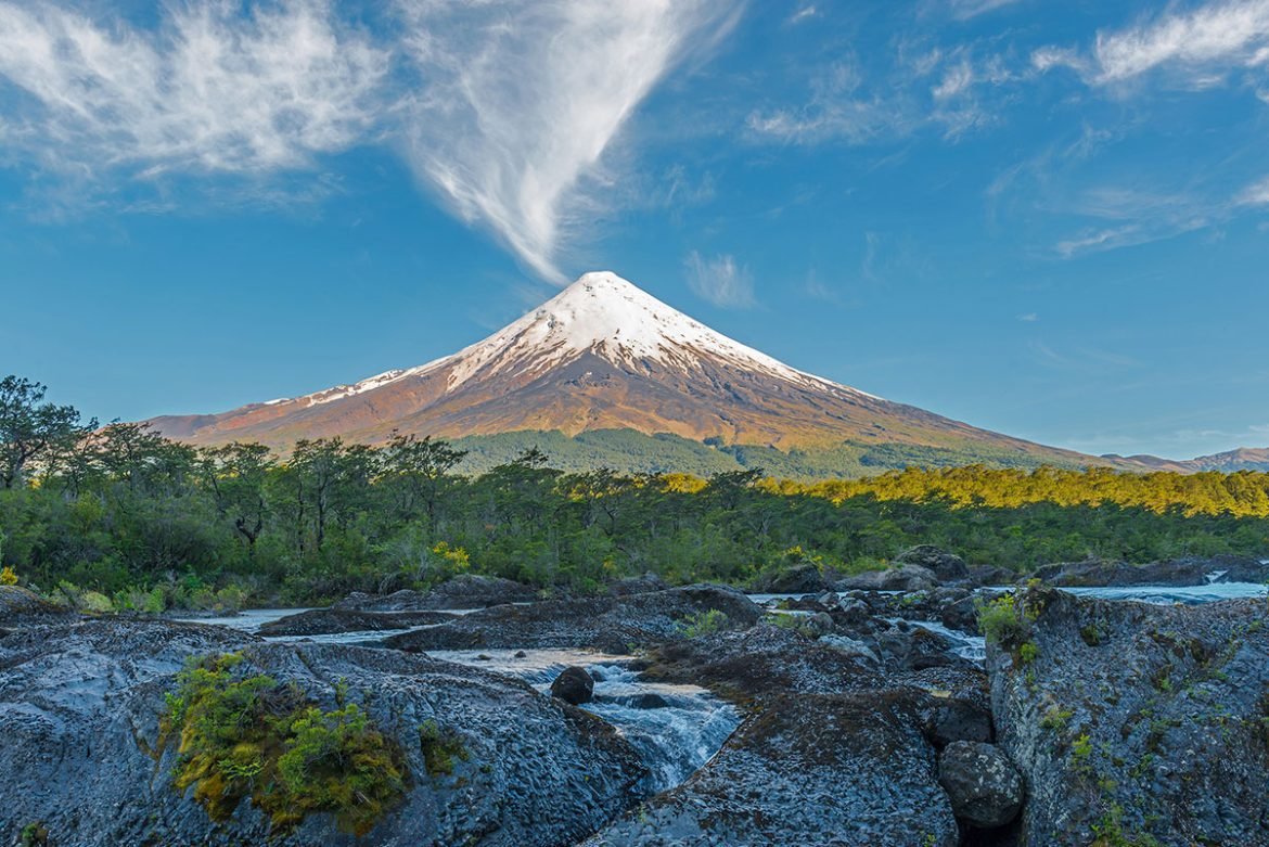 View of the massive Calbuco Volcano in Chile
