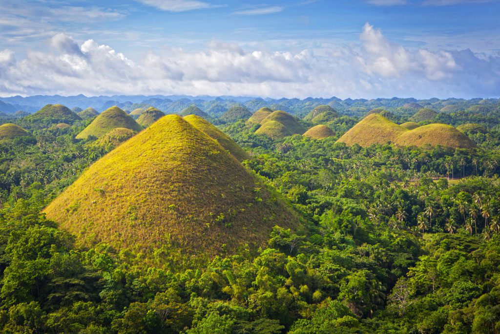 View of the Chocolate Hills in Bohol Island, Philippines