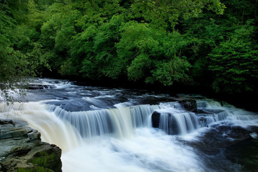 Dundaff Linn Waterfall on Clyde in Scotland