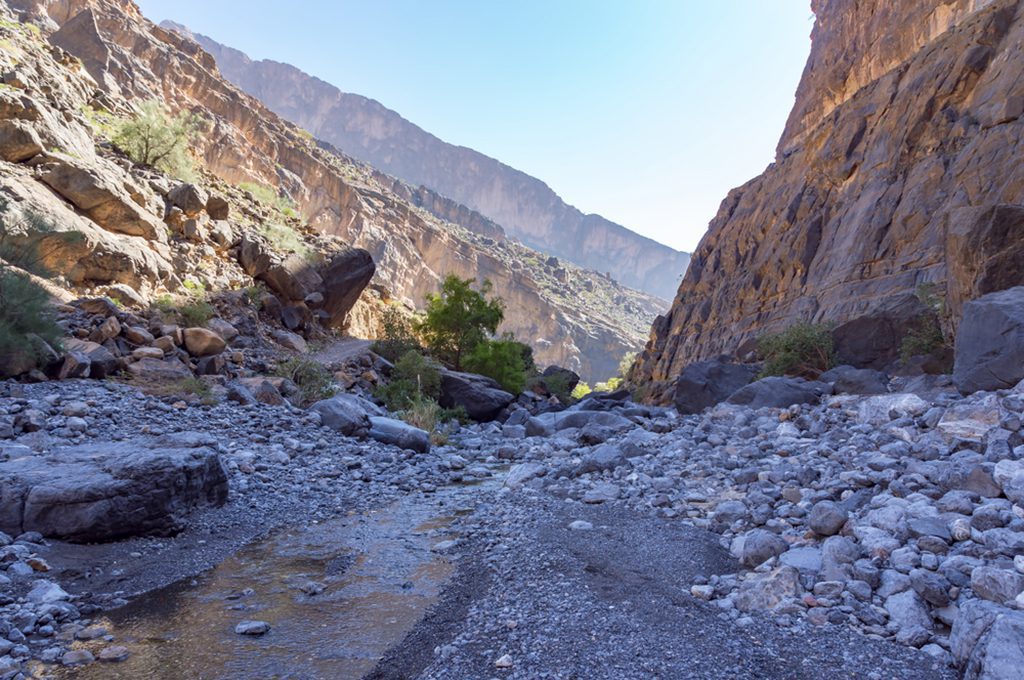 Nakhr Wadi in Jebel Shams gorge, Oman