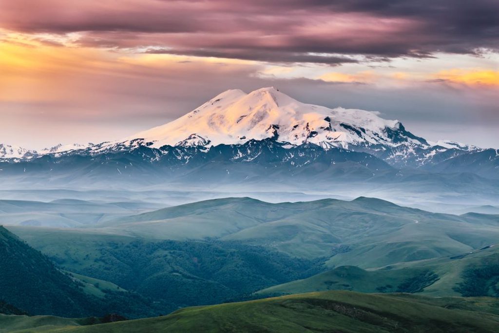 Sunrise view of mount Elbrus