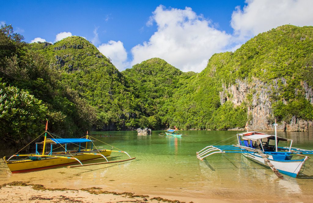 A boat parked on an island in Caramoan, Camarines Sur, Philippines
