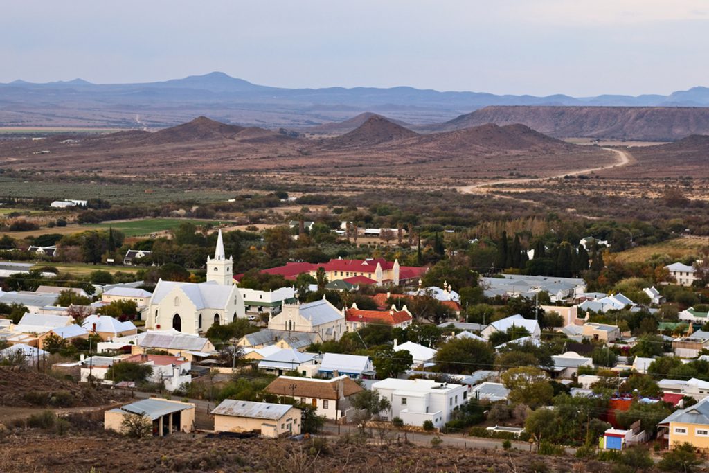 A landscape view of Prince Albert town in the Western Cape of South Africa.