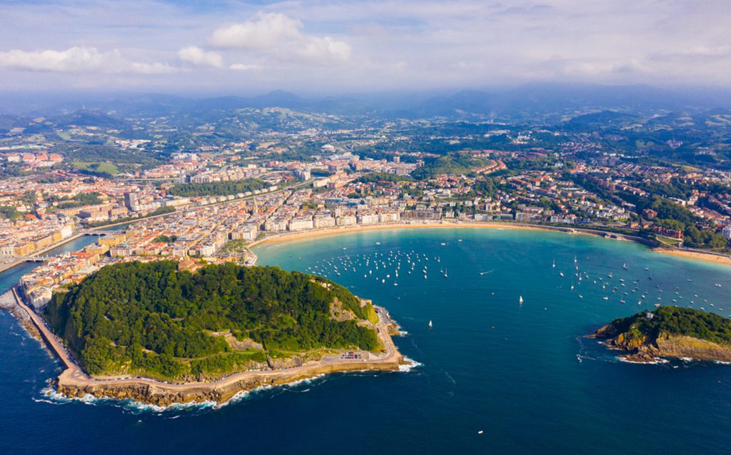 High View of San Sebastian with Beach and Boats