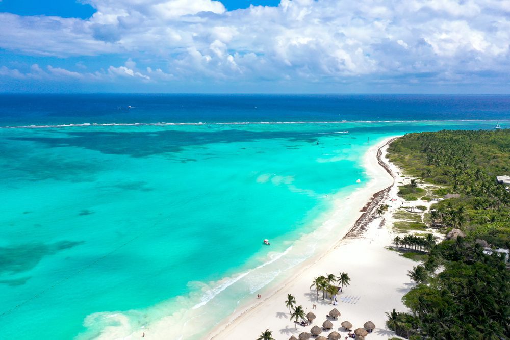 Aerial view of Maroma Beach in Cancun, Mexico.