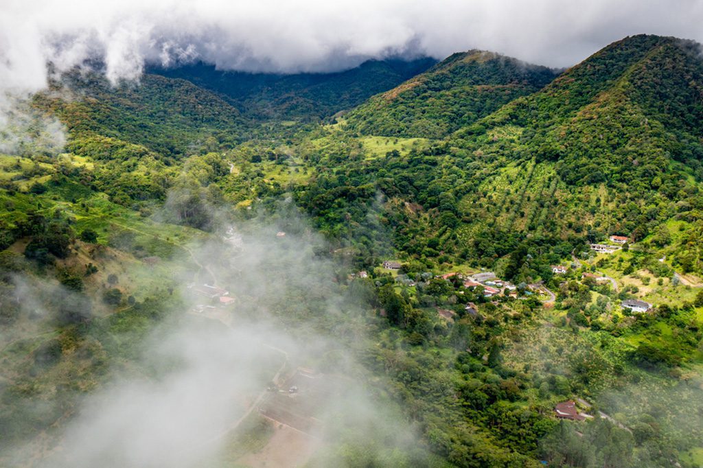 Aerial view of Boquete in the Chiriqui province of western Panama