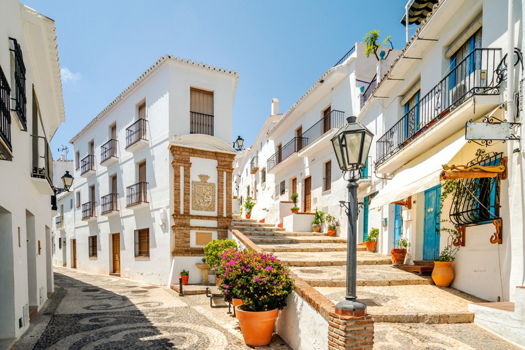 Scenic view of Frigiliana town in Malaga, Andalusia, Spain