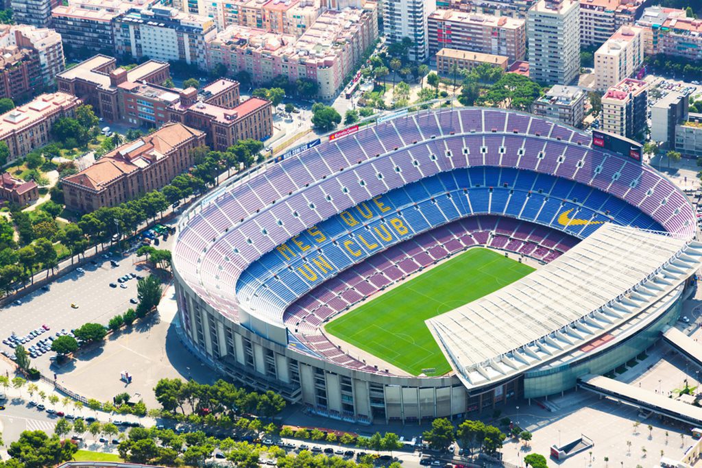 Aerial view of Camp Nou stadium in Barcelona