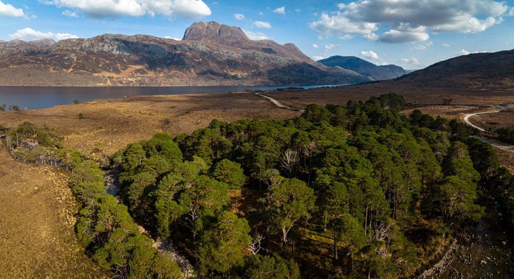 Aerial View of Loch Maree and Slioch in the North West Highlands of Scotland