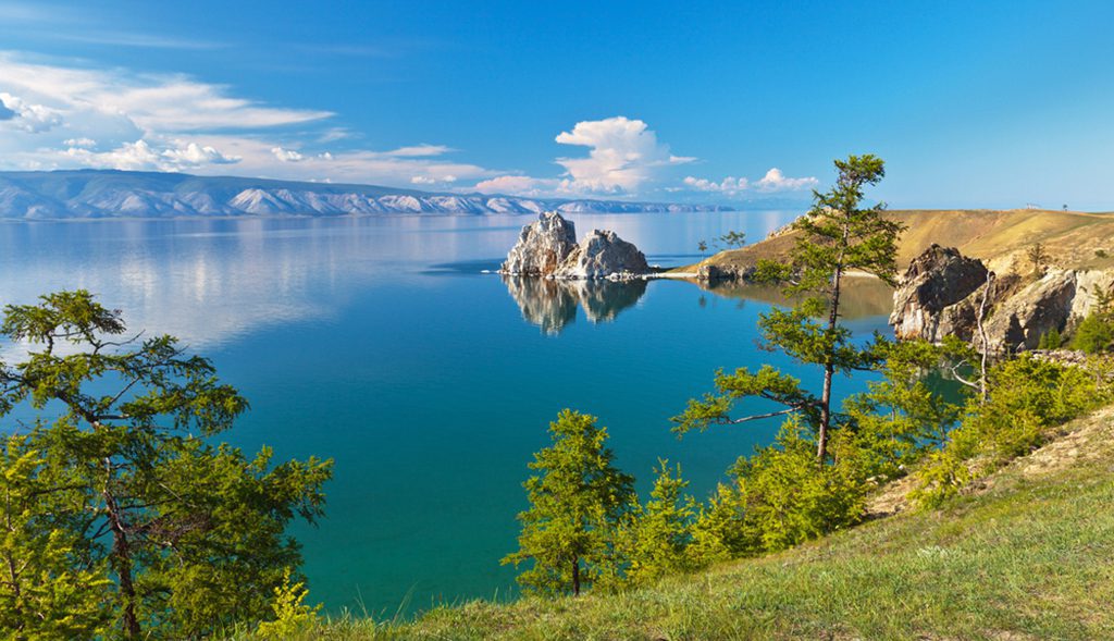 Sunny evening at Lake Baikal's Cape Burhan