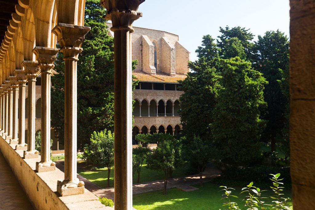 Inner courtyard of Pedralbes Monastery at Barcelona, Spain.