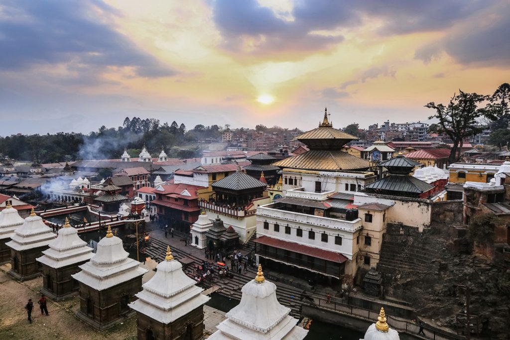 Sunset at Pashupatinath Temple and Burning Ghats in Kathmandu
