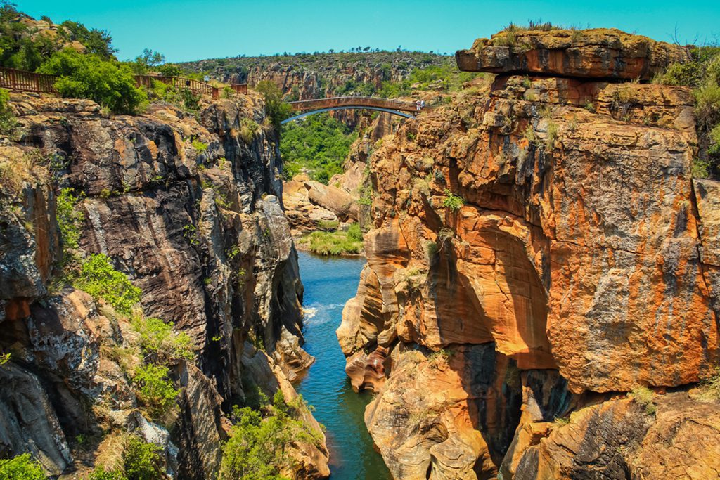 Bridge over the canyon at Bourke's Luck Potholes in Mpumalanga, South Africa