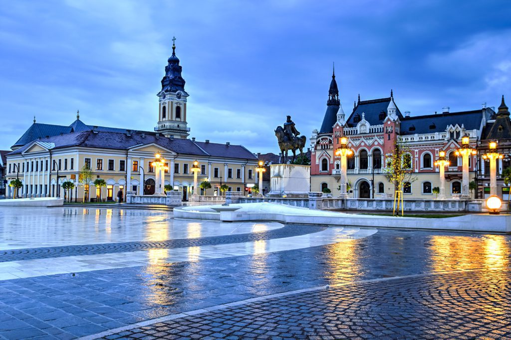 Union square (Piata Unirii) in Oradea, Romania