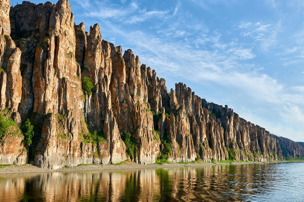 Scenic view of rock pillars in Lena Pillars National Park