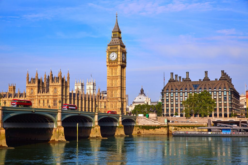 Big Ben Clock Tower and Thames River in London