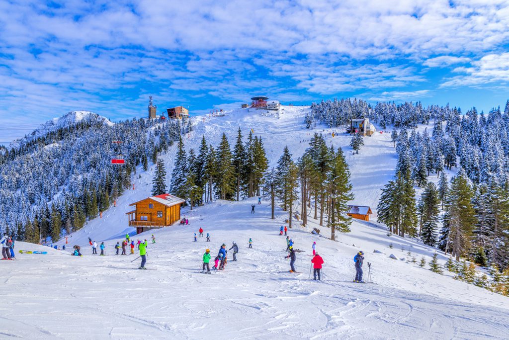 Ski slope in Poiana Brasov, Romania.