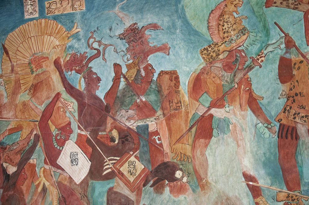 Mayan Mural Painting from Bonampak in Chiapas, Mexico