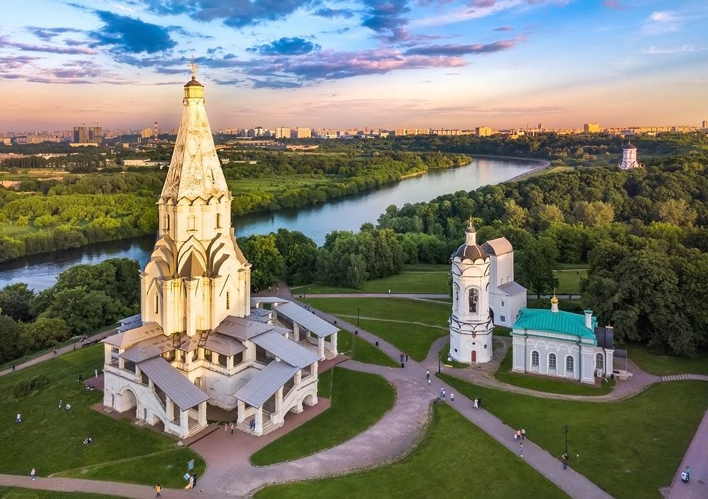Aerial view of the Kolomenskoye Museum-Reserve, Moscow, Russia.