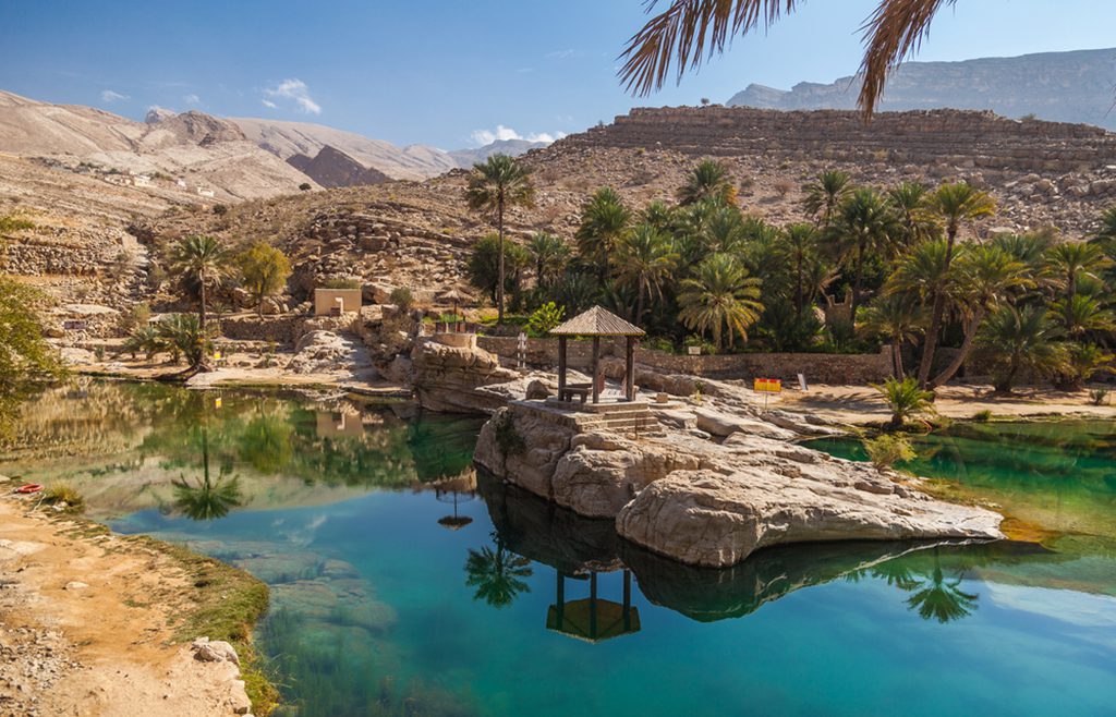 Wadi Bani Khalid oasis in Oman