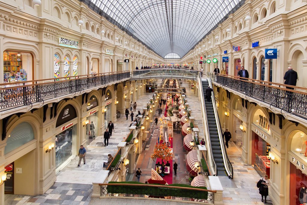 Interior of GUM State Department Store on Red Square, Moscow.