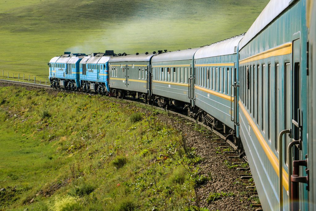 Transsiberian Railway crossing through Mongolia