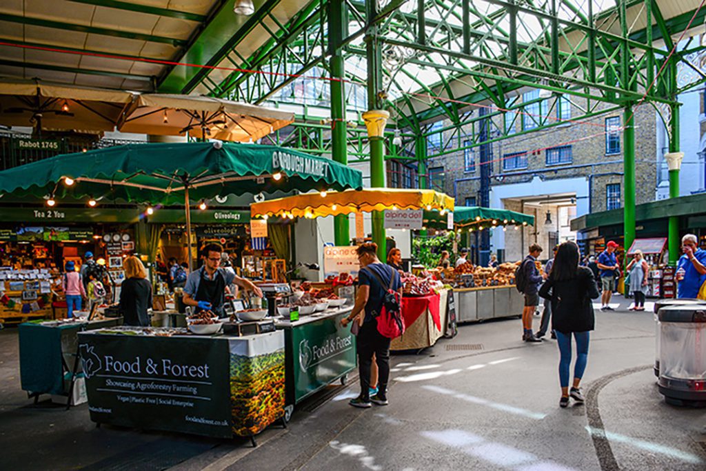 Stalls at Borough Market in London