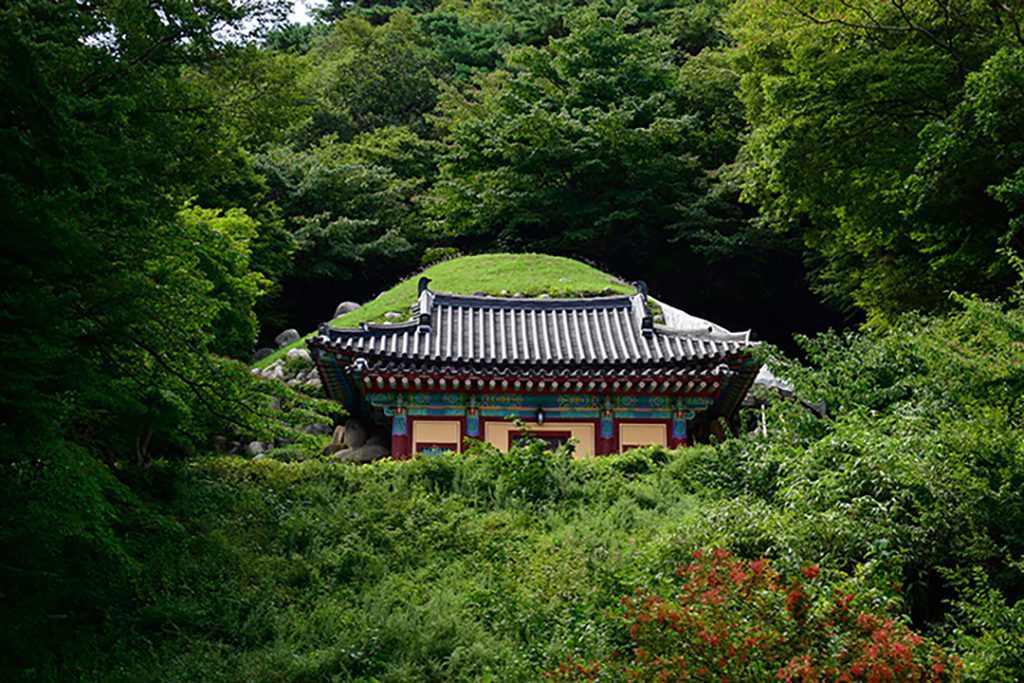 Views of Seokguram grotto temple on the hill in Gyeongju, South Korea, a famous tourist destination and UNESCO world cultural heritage site.