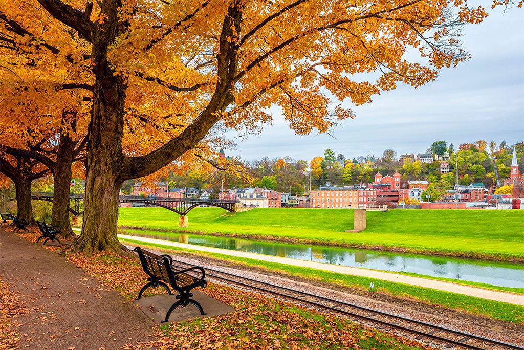 Autumn view of Galena town in Illinois