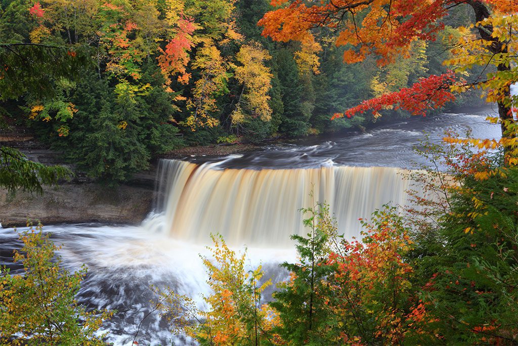 Beautiful waterfall in Tahquamenon Falls State Park, Michigan.