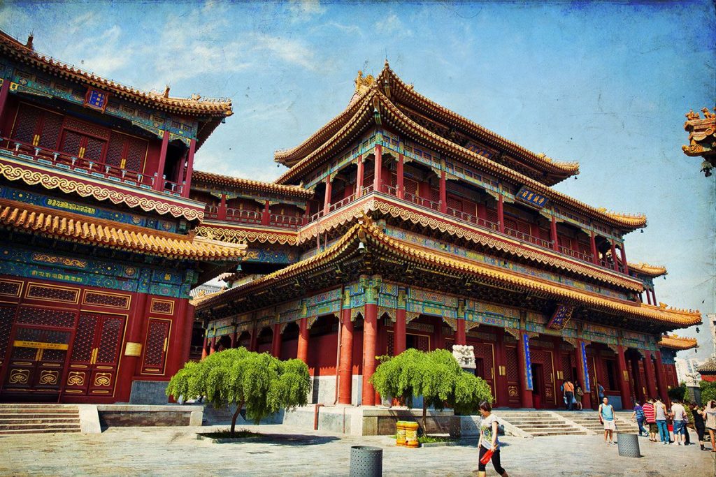 Beautiful view of Lama Temple in Beijing, China