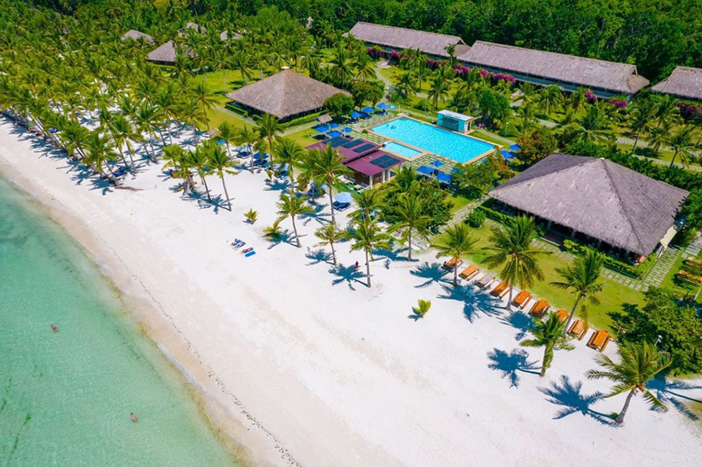 Aerial view of Bohol Beach Club at Dumaluan Beach in Panglao, Philippines