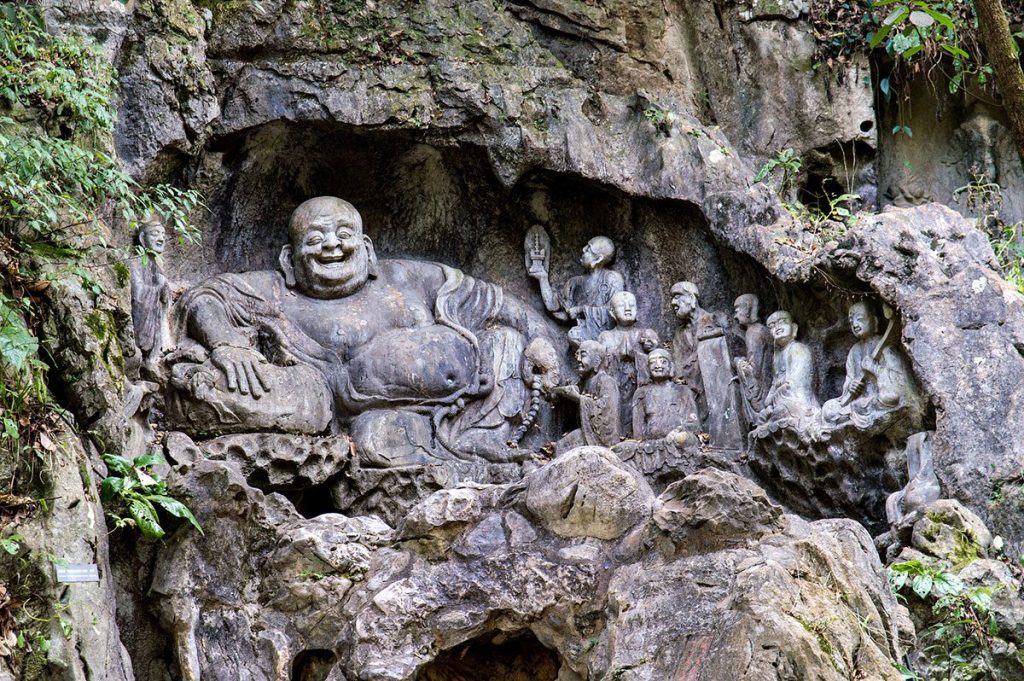 Feilai Feng grottoes with Buddhist stone carvings