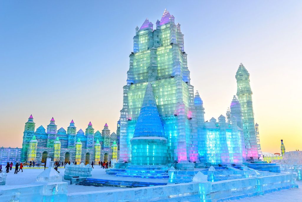 Ice building in Harbin Ice and Snow World.