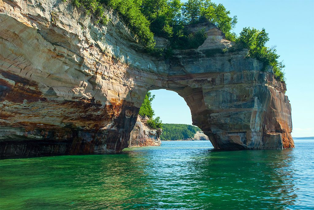 Rock arch in Lake Superior, Michigan.