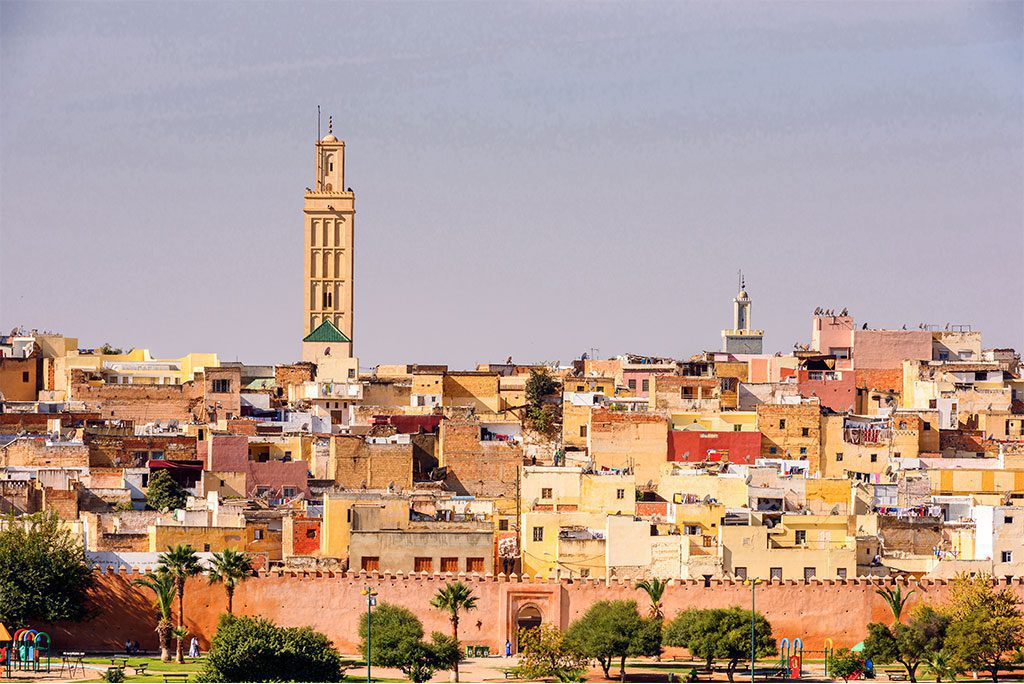 Panoramic view of Meknes, a city in Morocco which was founded in the 11th century by the Almoravids as a military settlement.