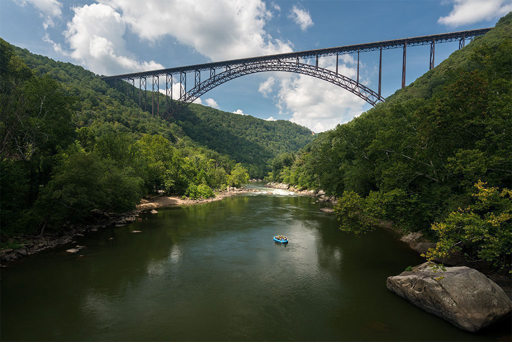 Rafting under the New River Gorge Bridge, West Virginia, USA