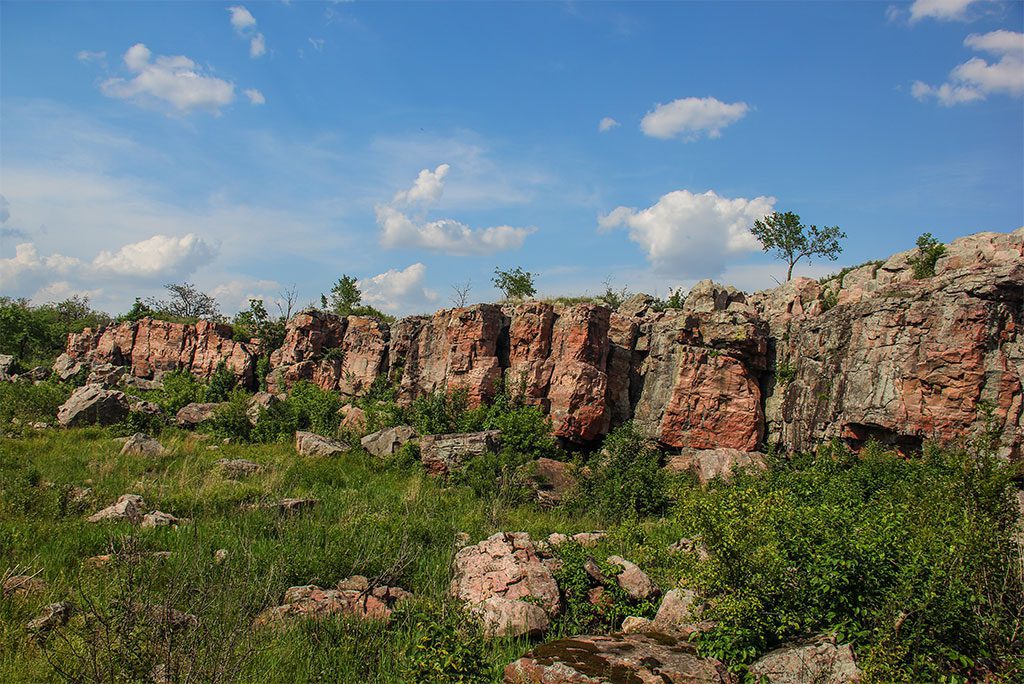 Sioux Quartzite rock formation at Pipestone National Monument in Minnesota