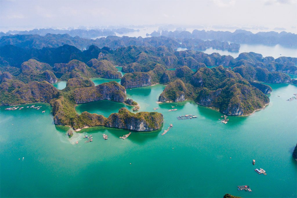 Aerial view of Lan Ha Bay in Vietnam