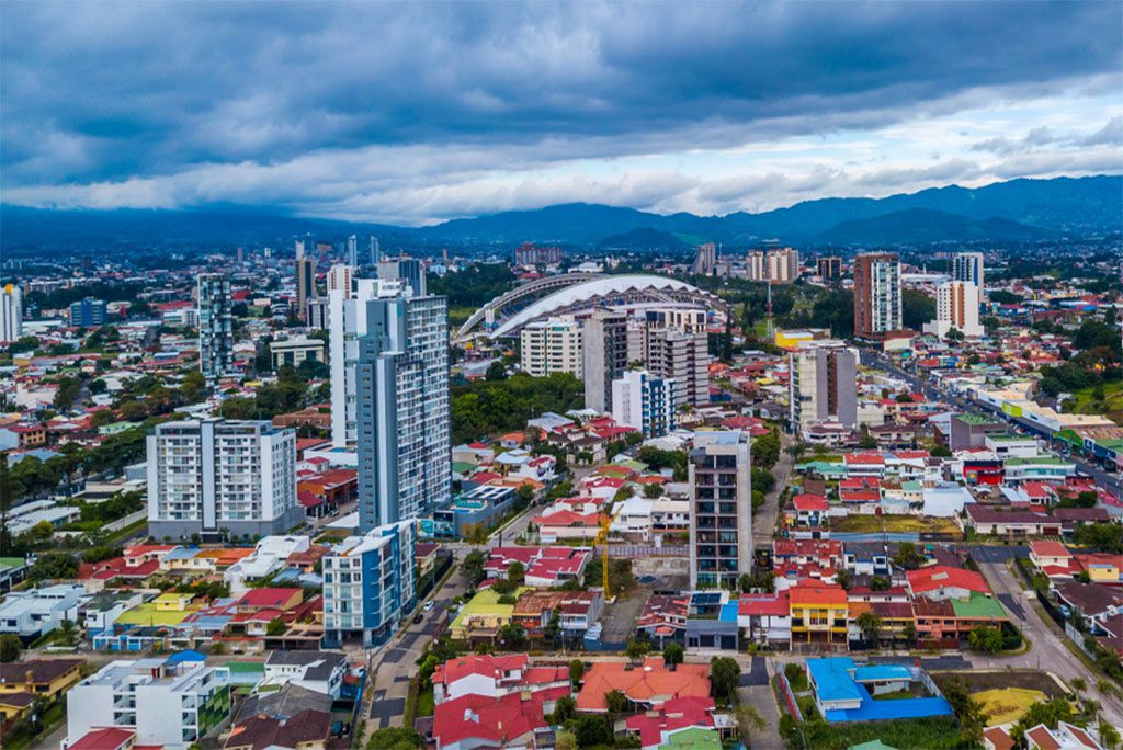 Aerial view of San Jose city in Costa Rica.
